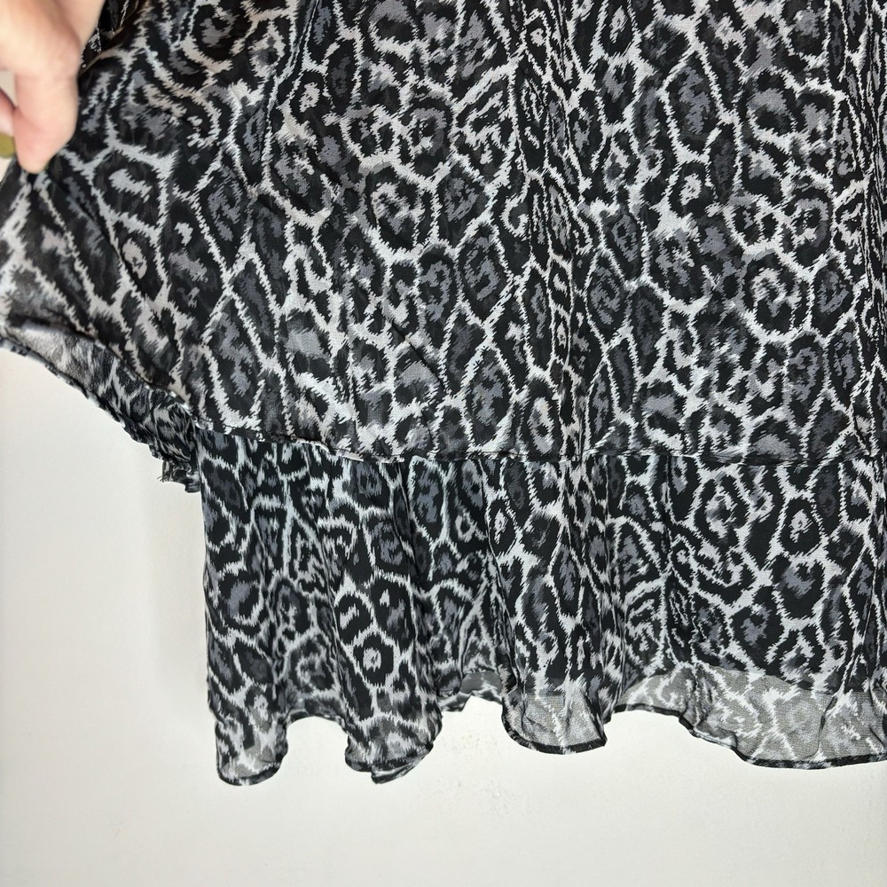 Babydoll Animal Print Dress Plus 20 Witch Flowy Black Gray Whimsigoth Ruffle Y2K - Picture 4 of 12